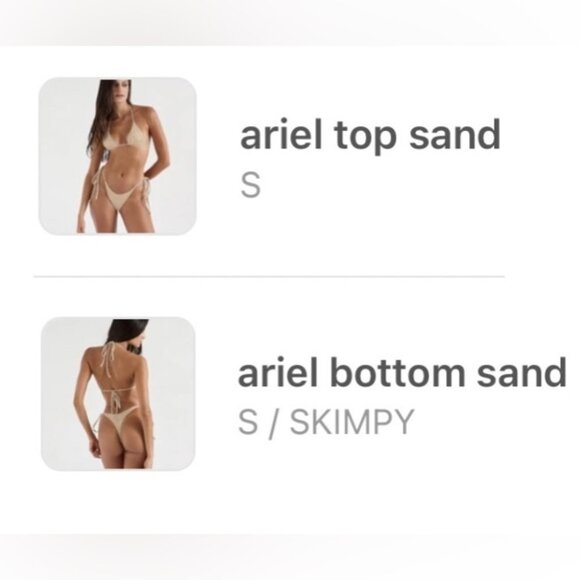 NWT OneOne Swimwear SET Bikini Ariel Sand Nude Beige Skimpy Small Triangle NEW - Picture 5 of 6